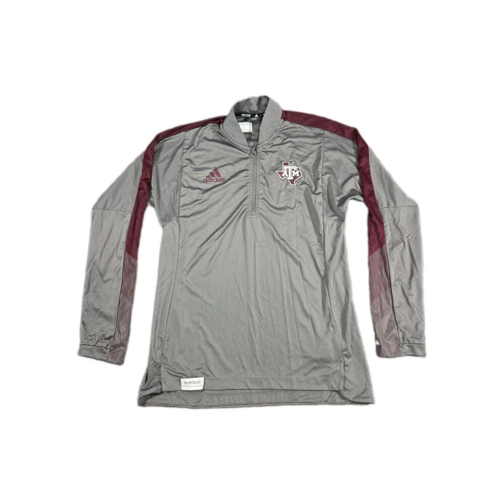 Adidas Primeblue Men's Sz S Texas A&M Aggies Team Issued 1/4 Zip Pullover Gray